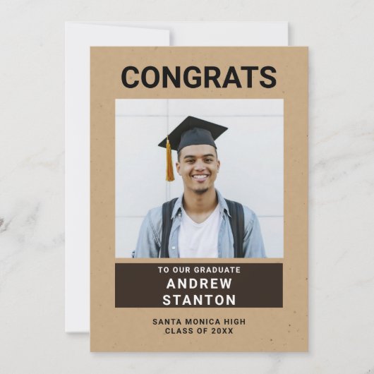 Handwerkspapier Modernes Einfaches Abschluss Foto Ankündigung (Vorderseite)