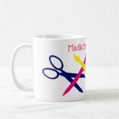 Handwerksraum, Schere, Pinsel usw. Dein Name Kaffeetasse (Links)