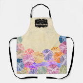 Handwerksshow aus farbigen Strickkronen Schürze (Vorderseite)