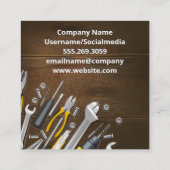 Handwerkswerkzeuge Holztisch Quadratische Visitenkarte (Rückseite)