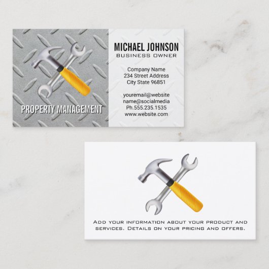 Handwerkzeuge | Bau | Stahl Visitenkarte (Vorne/Hinten)