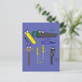 Handwerkzeuge, Cartoon Art Postkarte (Stehend Vorderseite)