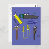 Handwerkzeuge, Cartoon Art Postkarte (Vorne/Hinten)