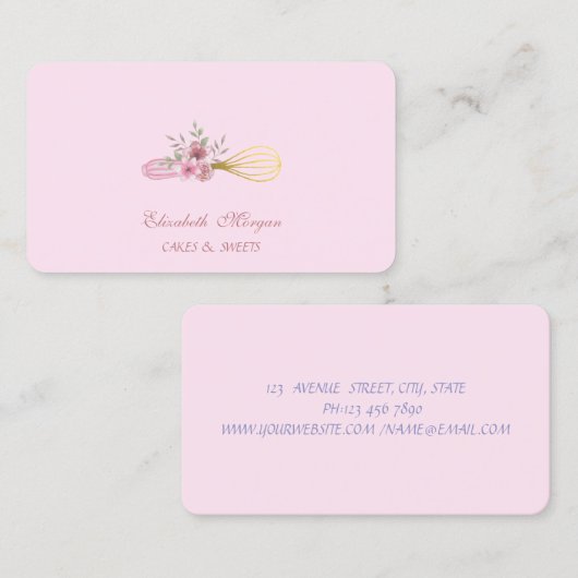 Handwerkzeuge für Bäckereien mit Aquarellfarbe Whi Visitenkarte (Vorne/Hinten)