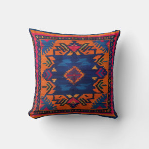 Handwoven Blue Kilim Lumbar Kissen: Einzigartiger  Kissen