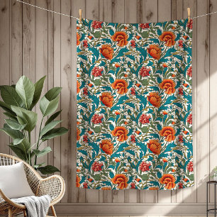 Handwoven William Morris Rich Botanische Motive Fleecedecke