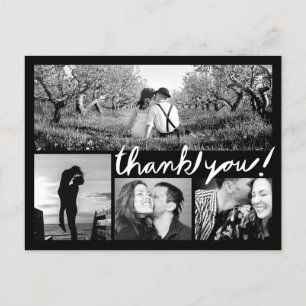 Handwrite 4 Foto Collage Danke Black Postcard Postkarte