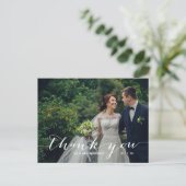 Handwriting 2 Foto Wedding Vielen Dank Postkarte (Stehend Vorderseite)
