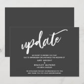 Handwriting abgebrochen Hochzeitsupdate Dunkelgrau Einladung (Vorne/Hinten)