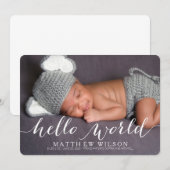 Handwriting Baby Birit Announcement Foto Card Ankündigung (Vorne/Hinten)