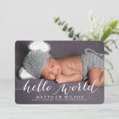 Handwriting Baby Birit Announcement Foto Card Ankündigung (Stehend Vorderseite)