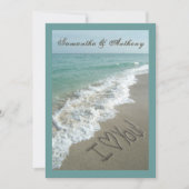 Handwriting Beach Hochzeit in Urlaubsort Einladung (Vorderseite)