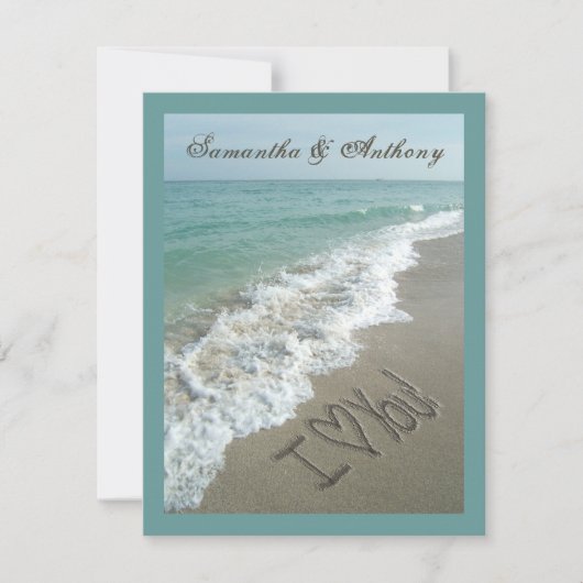 Handwriting Beach Hochzeit in Urlaubsort Einladung (Vorderseite)