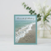 Handwriting Beach Hochzeit in Urlaubsort Einladung (Stehend Vorderseite)