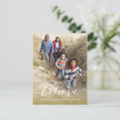 Handwriting Believe Wird Holiday Foto Postcard Feiertagspostkarte (Stehend Vorderseite)