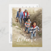 Handwriting Believe Wird Holiday Foto Postcard Feiertagspostkarte (Vorne/Hinten)