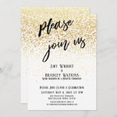 Handwriting Bitte schließen Sie sich uns Confetti Einladung (Vorne/Hinten)