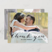 Handwriting Black 2 Foto Hochzeit Vielen Dank Postkarte (Vorne/Hinten)