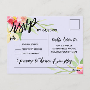 Handwriting Boho Floral UAWG Song Request Lavender Postkarte