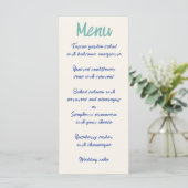 Handwriting Bold Retro Green Blue Wedding Menükarte (Stehend Vorderseite)