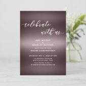 Handwriting Celebrate mit Uns über Rose Gold Einladung (Stehend Vorderseite)