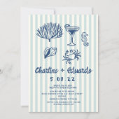 Handwriting Coast Retro Hochzeit Einladung (Vorderseite)