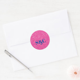Handwriting Couple INITIALS Couple Preppy Fun Runder Aufkleber