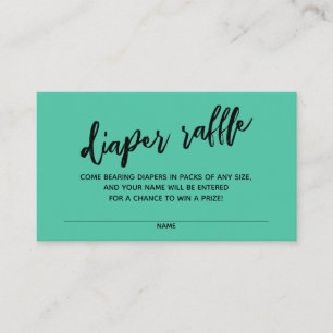 Handwriting Diaper Raffeln Ticket Biscay Green Begleitkarte