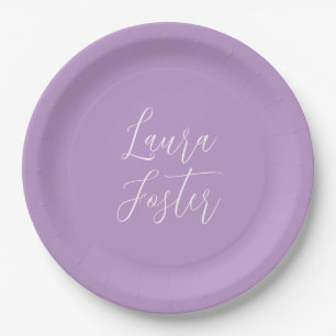 Handwriting Eleganname Lilac Color Pappteller