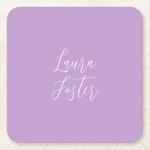 Handwriting Eleganname Lilac Color Rechteckiger Pappuntersetzer