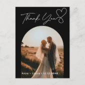 Handwriting Elegant Wedding Foto Vielen Dank Postkarte (Vorderseite)