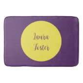 Handwriting Eleganter Name Indigo & Gelb Farbe Badematte (Vorderseite)