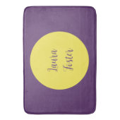 Handwriting Eleganter Name Indigo & Gelb Farbe Badematte (Vorderseite Vertikal)