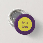 Handwriting Eleganter Name Indigo & Gelb Farbe Button (Vorne & Hinten)