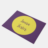 Handwriting Eleganter Name Indigo & Gelb Farbe Fußmatte (Schrägansicht)