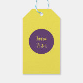 Handwriting Eleganter Name Indigo & Gelb Farbe Geschenkanhänger (Rückseite)