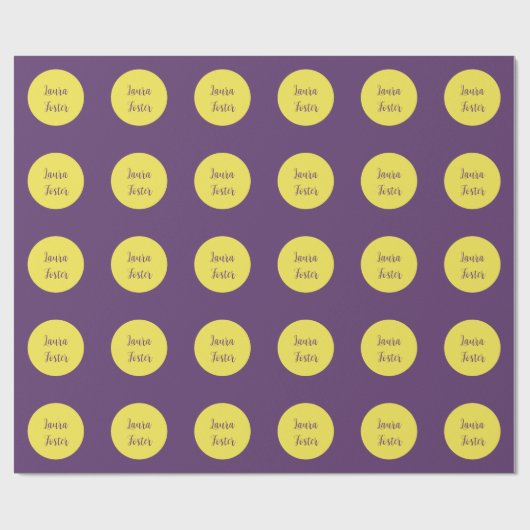 Handwriting Eleganter Name Indigo & Gelb Farbe Geschenkpapier (Flach)