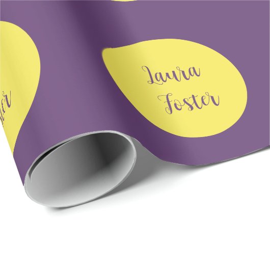 Handwriting Eleganter Name Indigo & Gelb Farbe Geschenkpapier (Rolleneckpunkt)
