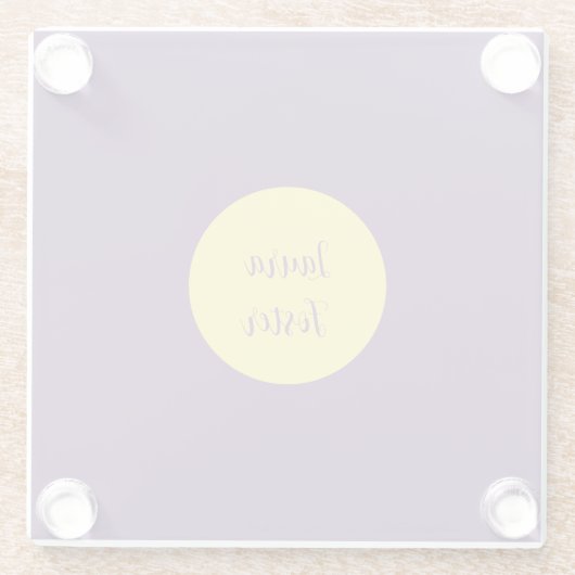 Handwriting Eleganter Name Indigo & Gelb Farbe Glasuntersetzer (Rückseite)