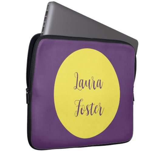Handwriting Eleganter Name Indigo & Gelb Farbe Laptopschutzhülle (Vorne Rechts)