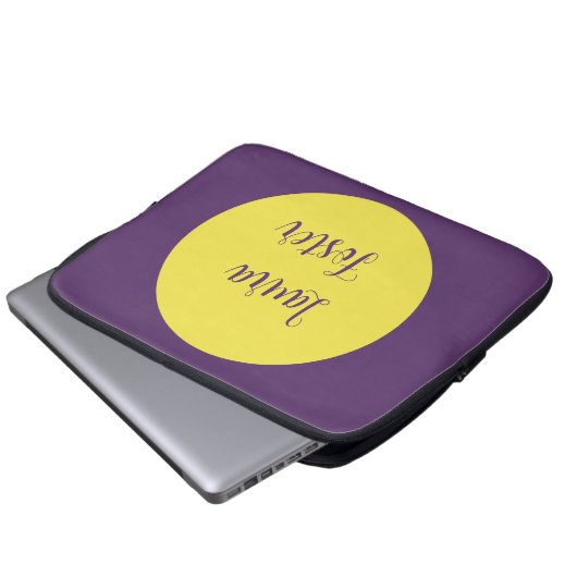 Handwriting Eleganter Name Indigo & Gelb Farbe Laptopschutzhülle (Vorne Knopf)