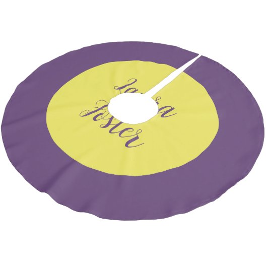 Handwriting Eleganter Name Indigo & Gelb Farbe Polyester Weihnachtsbaumdecke (Schrägansicht)