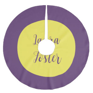 Handwriting Eleganter Name Indigo & Gelb Farbe Polyester Weihnachtsbaumdecke