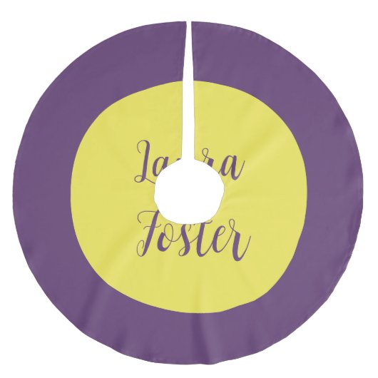 Handwriting Eleganter Name Indigo & Gelb Farbe Polyester Weihnachtsbaumdecke (Vorderseite)