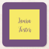 Handwriting Eleganter Name Indigo & Gelb Farbe Rechteckiger Pappuntersetzer (Vorderseite)