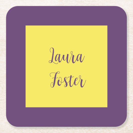 Handwriting Eleganter Name Indigo & Gelb Farbe Rechteckiger Pappuntersetzer (Vorderseite)
