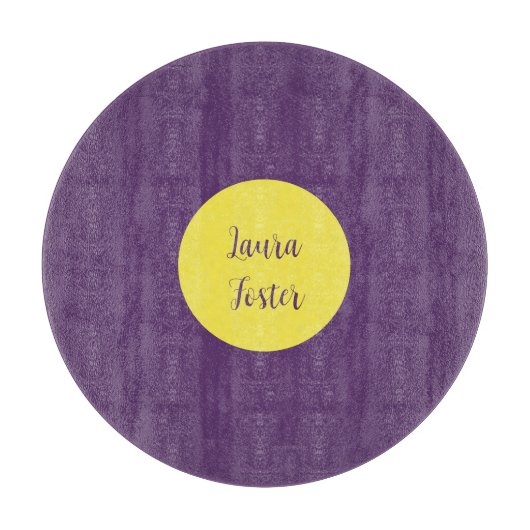 Handwriting Eleganter Name Indigo & Gelb Farbe Schneidebrett (Vorderseite)