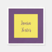 Handwriting Eleganter Name Indigo & Gelb Farbe Serviette (Vorderseite)