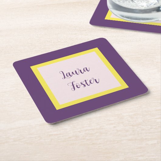 Handwriting Eleganter Name Indigo Yellow Rose Quar Rechteckiger Pappuntersetzer (angewinkelt)