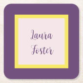 Handwriting Eleganter Name Indigo Yellow Rose Quar Rechteckiger Pappuntersetzer (Vorderseite)